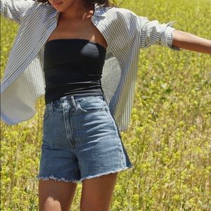 Everlane Grey/White Striped Cotton Relaxed Shirt 2